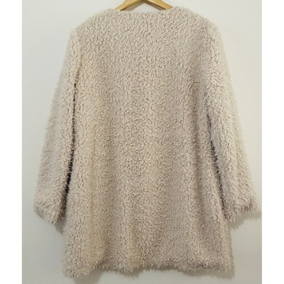 Decjuba Size L Beige Pippa Shearling Coat Faux Fur Longline Coatigan New RRP$140 - Picture 5 of 16